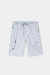 GRAY TERRY 5 POCKET ZIP CARGO SHORT