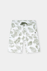 WHITE PRINTED TERRY 5 POCKET CROSS CARGO SHORT