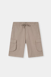 L-BROWN TERRY 5 POCKET ZIP CARGO SHORT