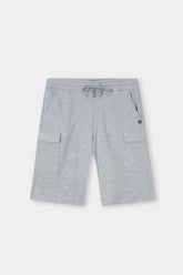 GRAY TERRY 5 POCKET CROSS CARGO SHORT