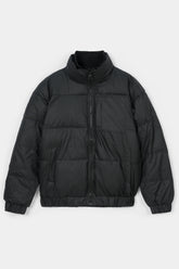 BLACK SOFTSHELL PUFFER JACKET