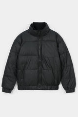 BLACK SOFTSHELL PUFFER JACKET