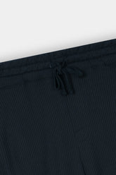 BLACK WAFFLE KNIT CROSS POCKET SHORT