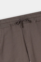 BROWN WAFFLE KNIT CROSS POCKET SHORT