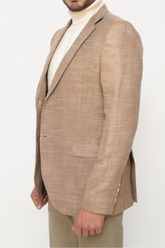 BROWN SLIM-FIT MICRO STRUCTURE BLAZZER