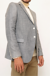 L-GRAY SLIM-FIT MICRO STRUCTURE BLAZZER