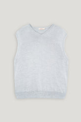 LIGHT GRAY MARINO SLEEVELESS SWEATER