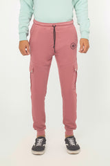 LIGHT PINK TERRY CUFF CARGO TROUSER