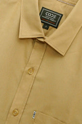Beige Denim Plain Casual Shirt