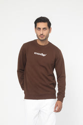 BROWN FLEECE CREW NECK SWEAT SHIRT