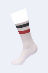 WHITE 2 STRIPE CREW SPORTS SOCKS