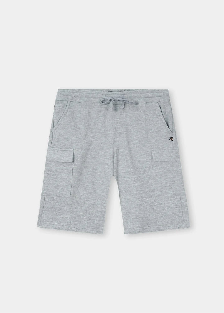Heather Grey Textured Waffle Knit Shorts