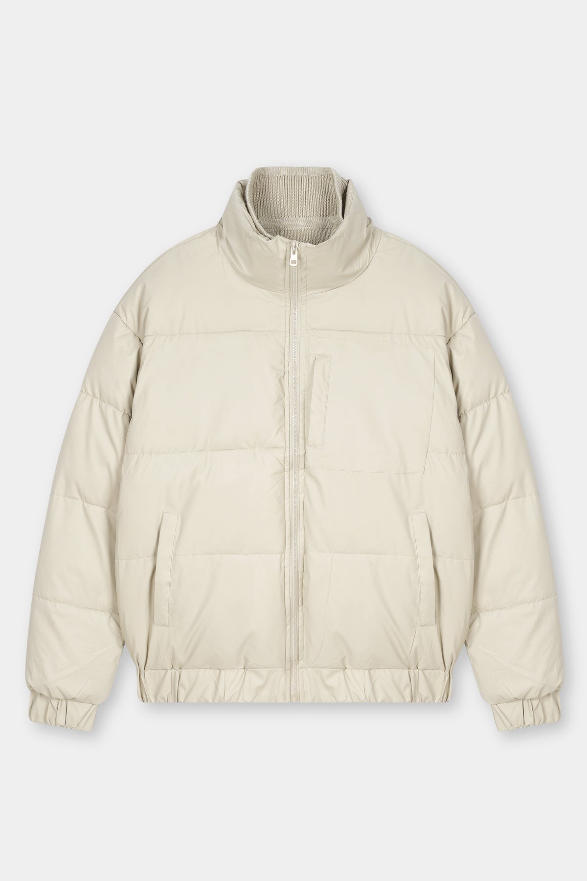 BEIGE SOFTSHELL PUFFER JACKET