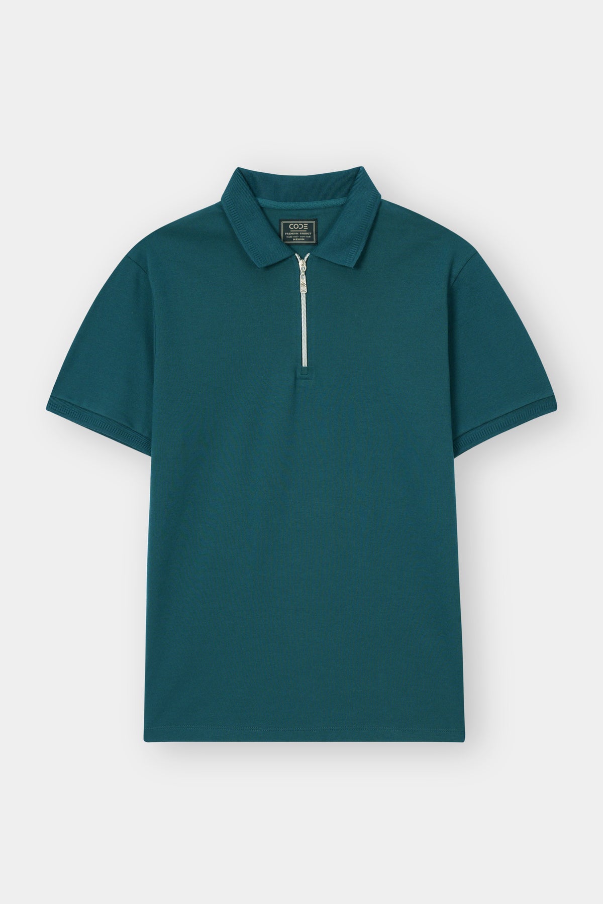 C-GREEN PIQUE ZIP POLO SHIRT