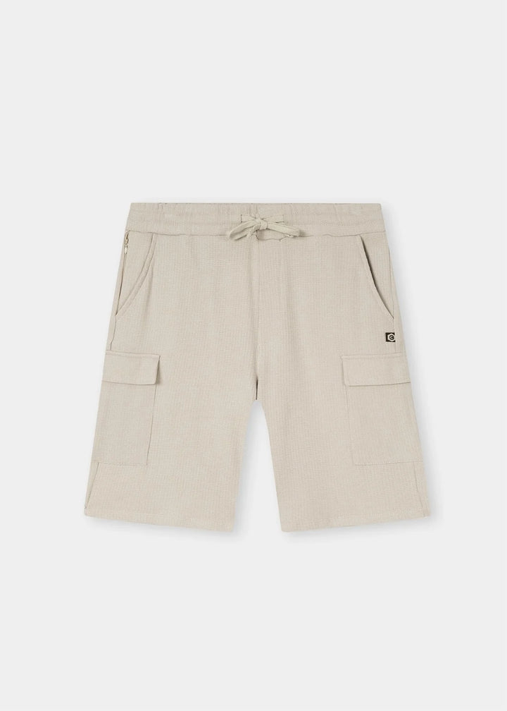 Stone Beige Waffle Cargo Shorts