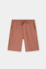 RUST WAFFLE KNIT CROSS POCKET SHORT