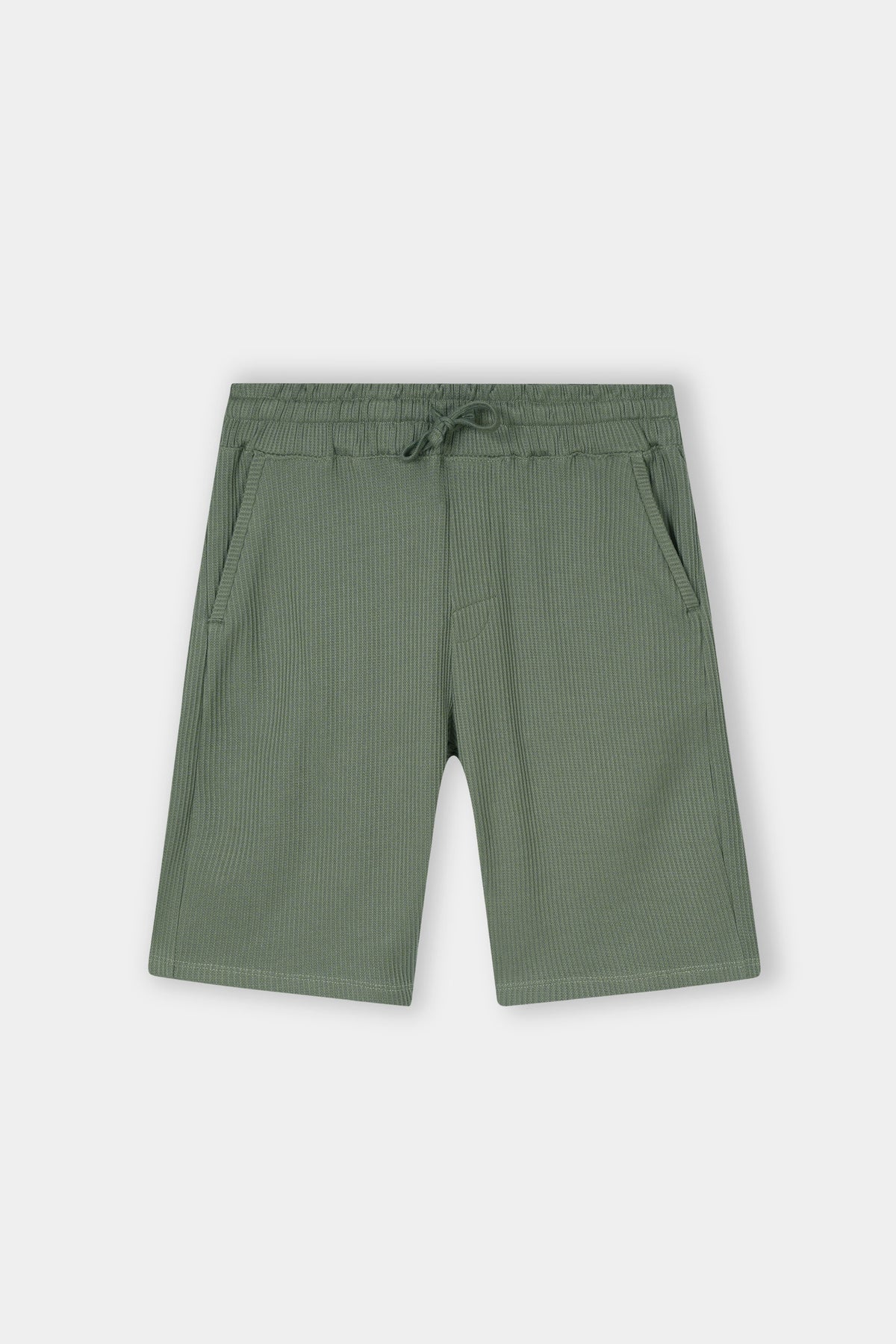 C-GREEN WAFFLE KNIT CROSS POCKET SHORT