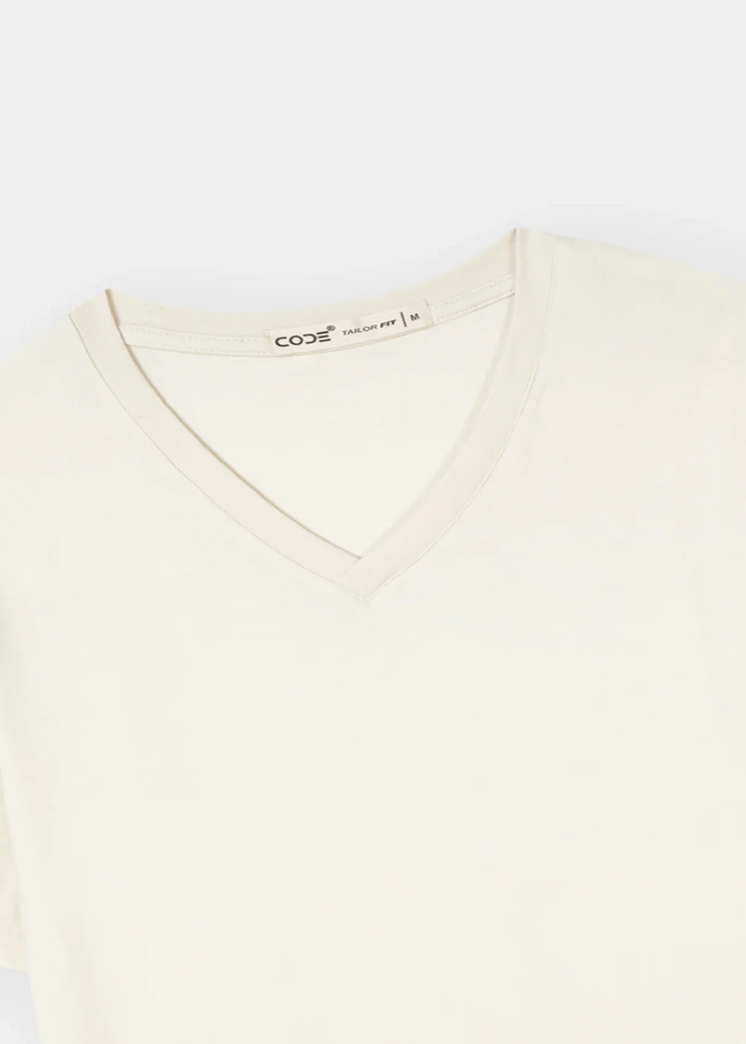 Off White V-Neck Cotton Stretch T-Shirt