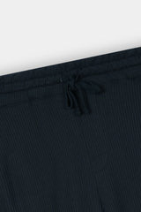 BLACK WAFFLE KNIT CROSS POCKET SHORT