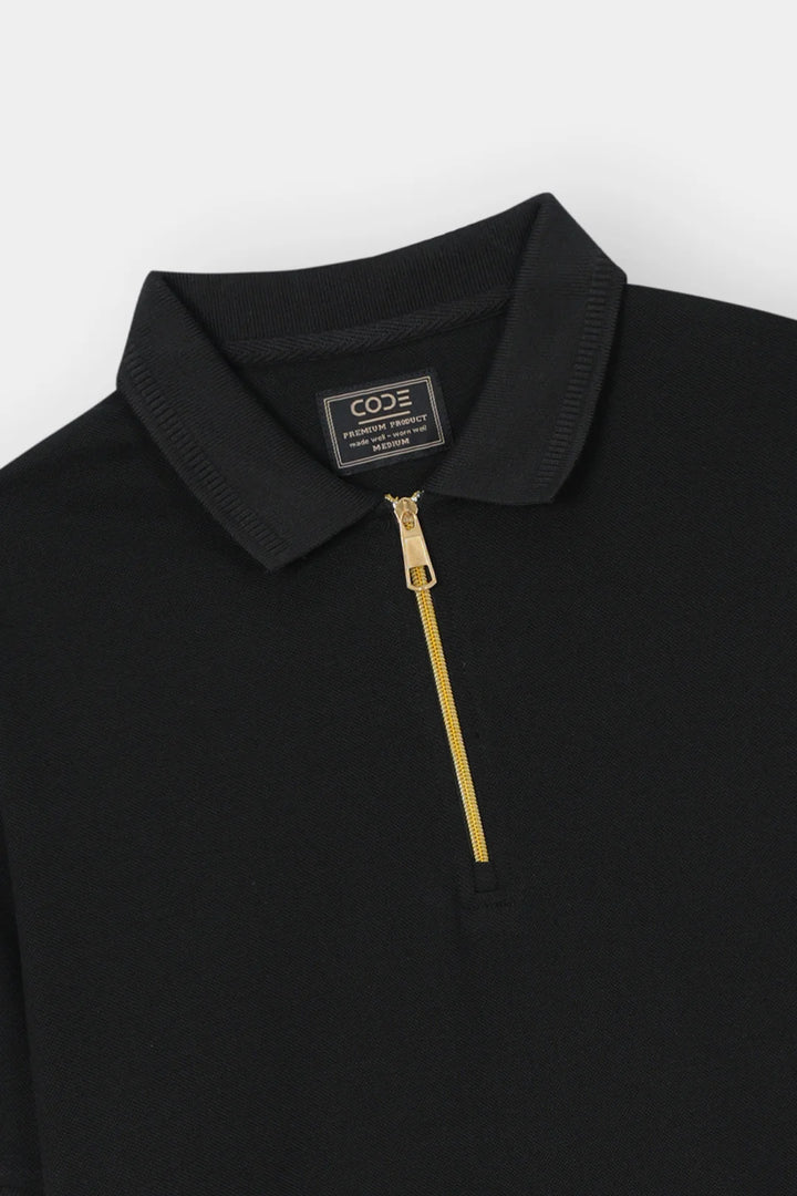 Zipper Polo Shirt Pack of 2 - C-Green & Black
