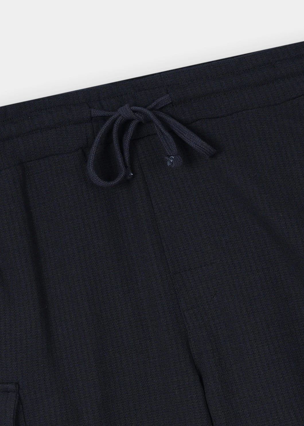 Black Waffle Textured Cargo Shorts