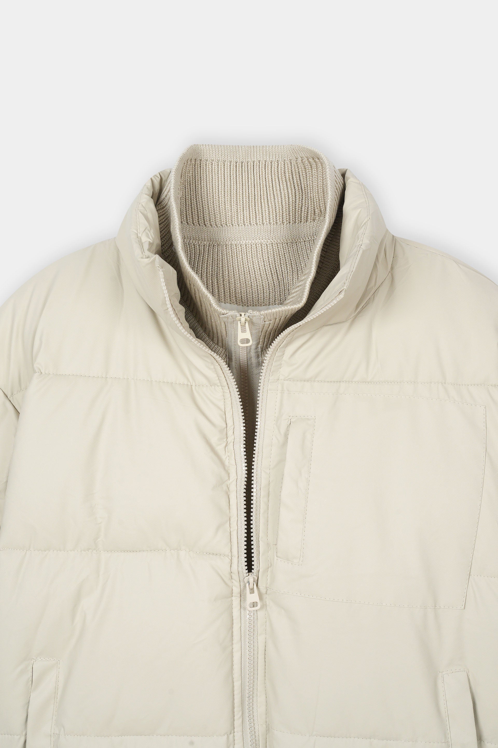 BEIGE SOFTSHELL PUFFER JACKET