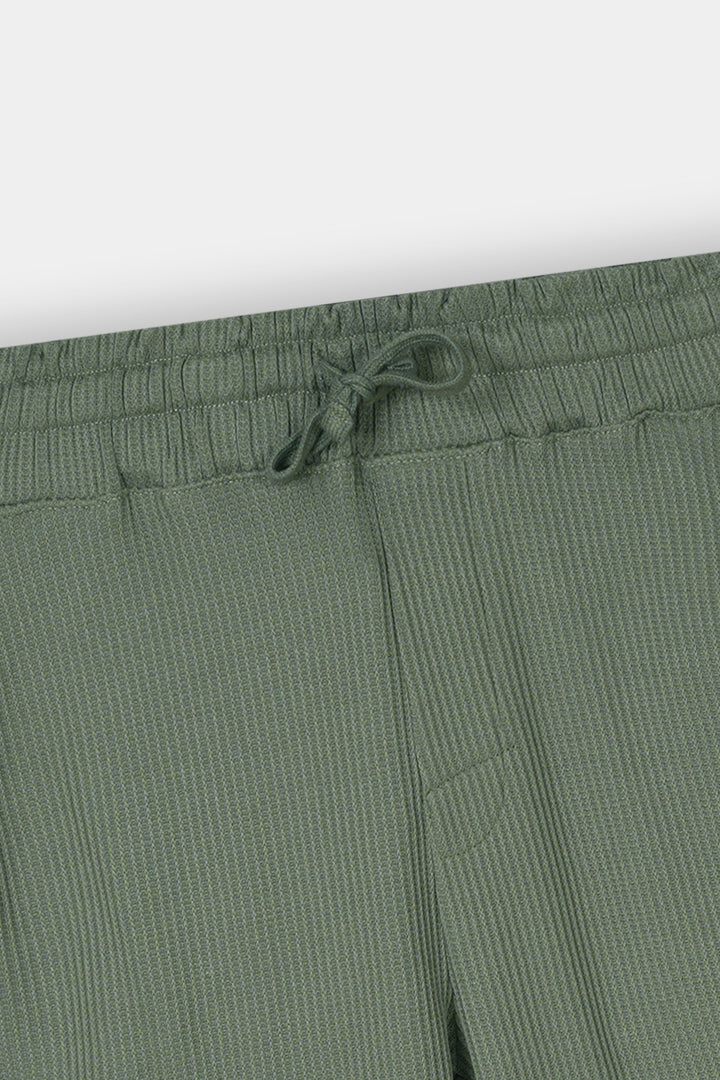C-GREEN WAFFLE KNIT CROSS POCKET SHORT
