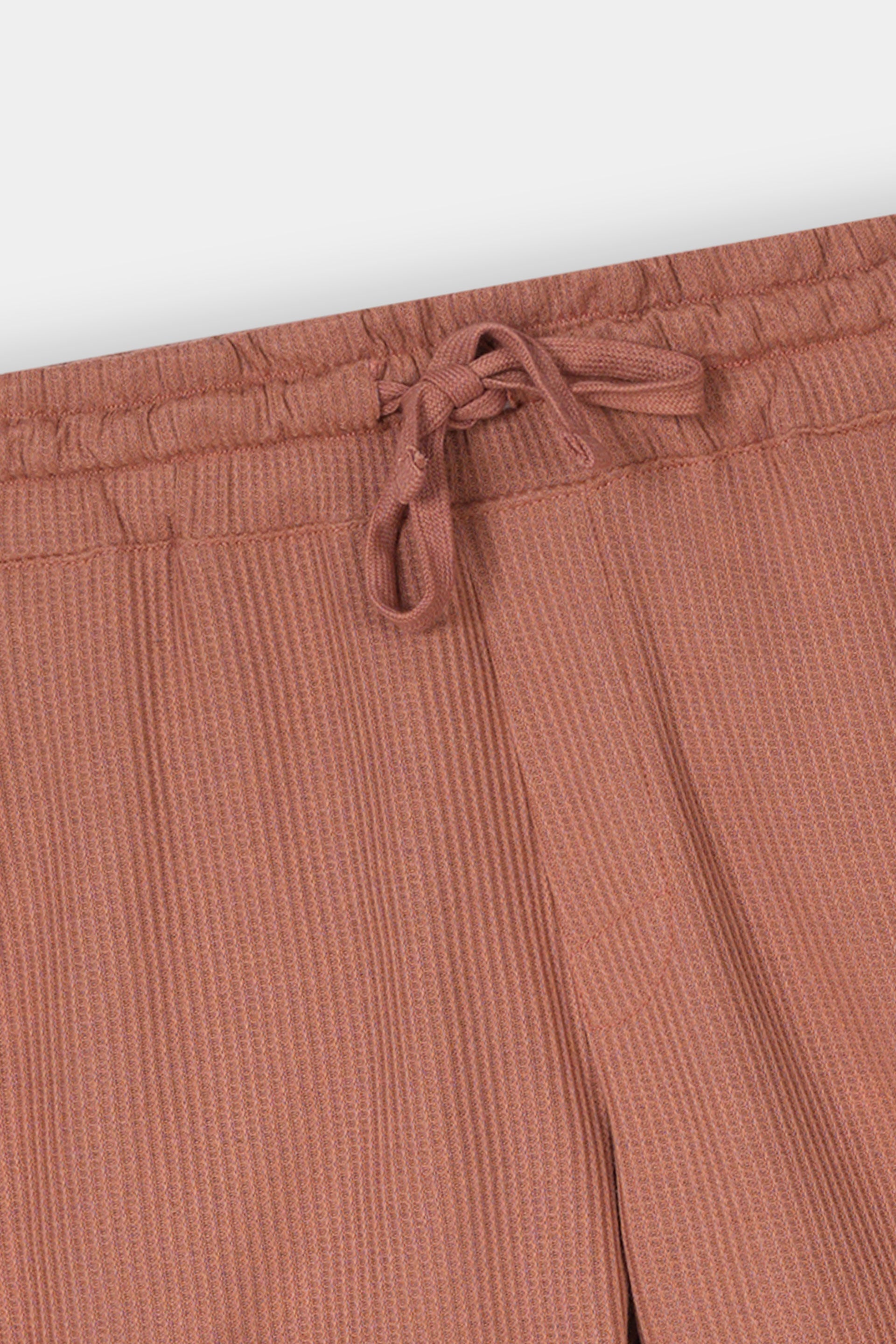 RUST WAFFLE KNIT CROSS POCKET SHORT