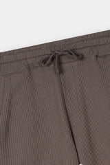 BROWN WAFFLE KNIT CROSS POCKET SHORT