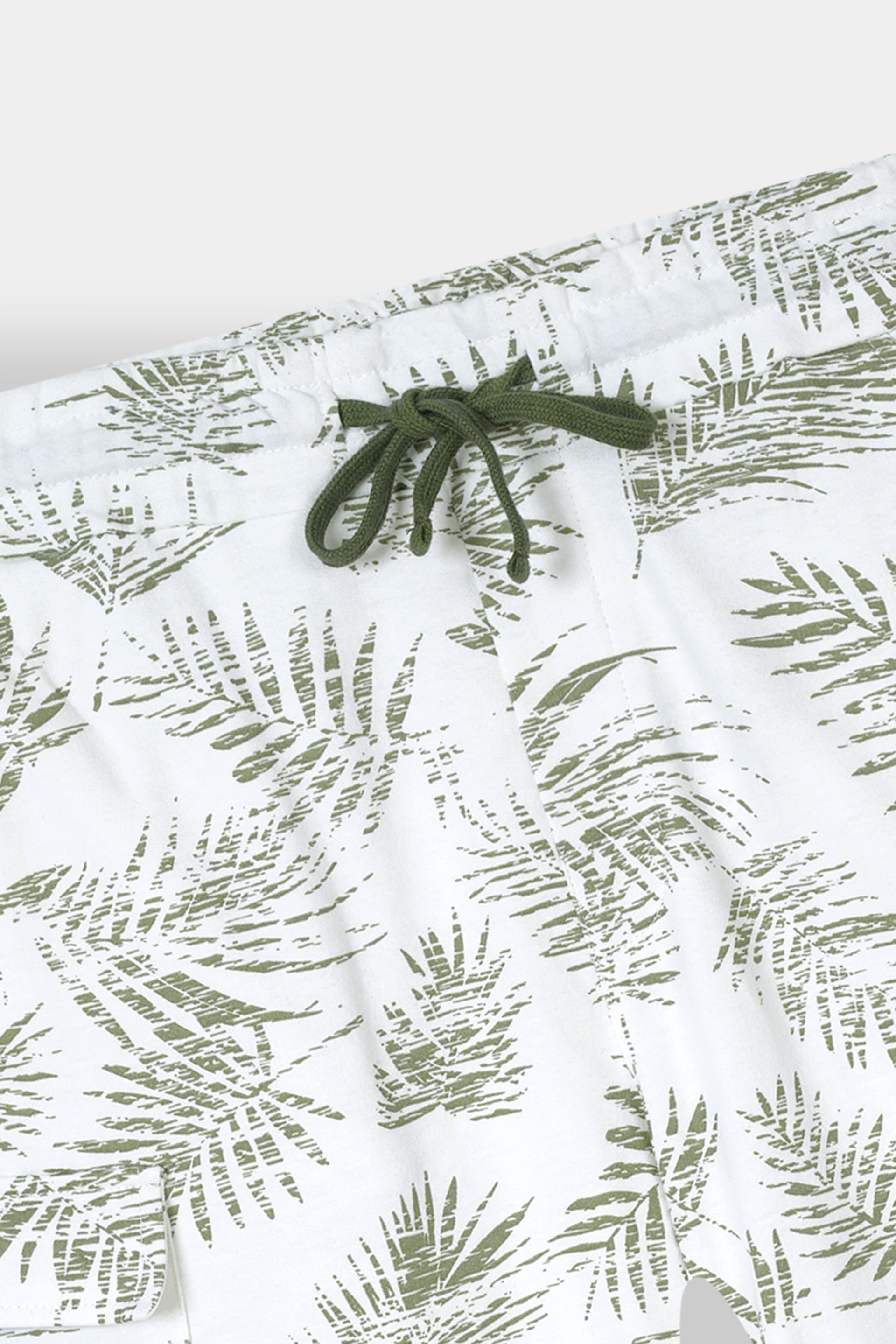 WHITE PRINTED TERRY 5 POCKET CROSS CARGO SHORT