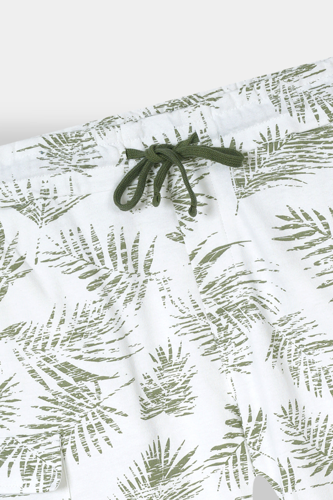 WHITE PRINTED TERRY 5 POCKET CROSS CARGO SHORT