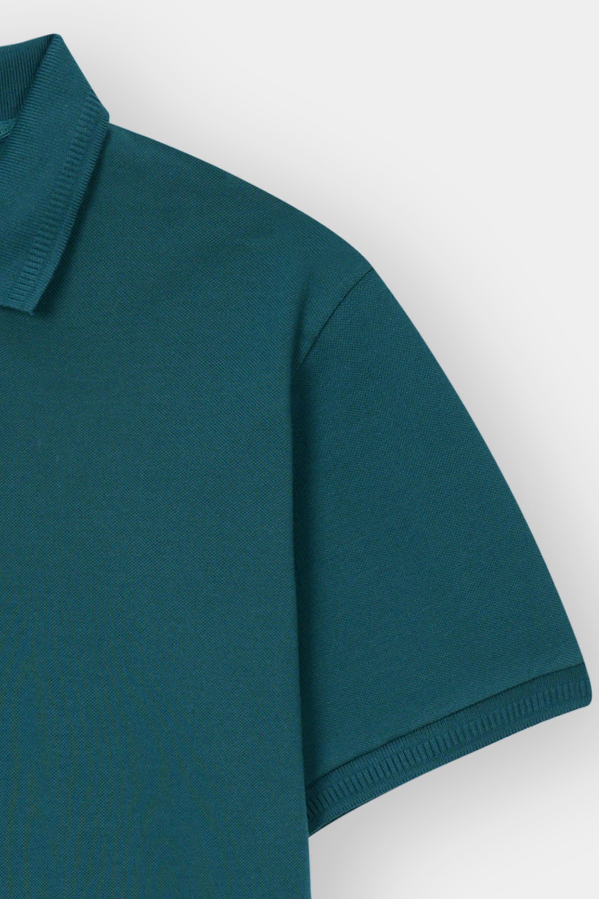 C-GREEN PIQUE ZIP POLO SHIRT