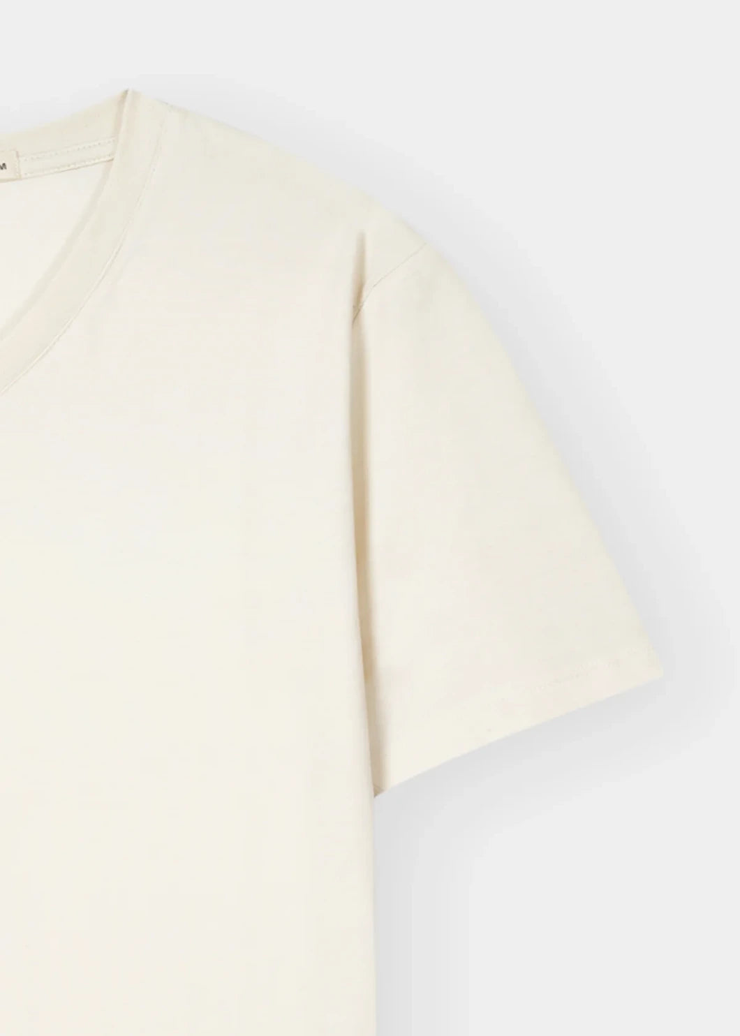 Off White V-Neck Cotton Stretch T-Shirt