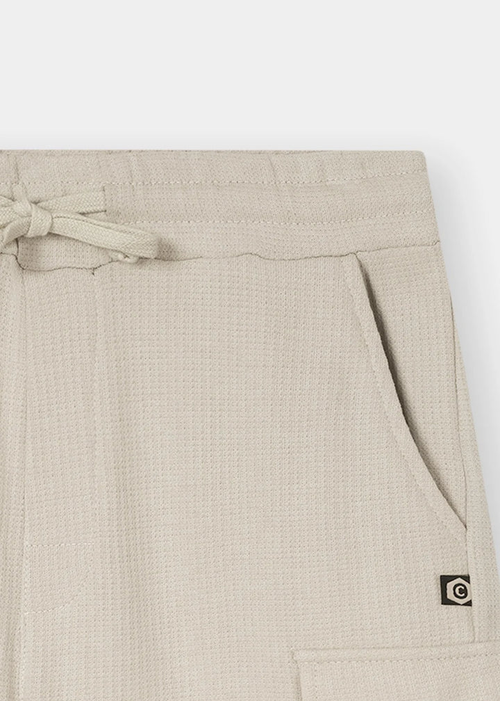 Stone Beige Waffle Cargo Shorts