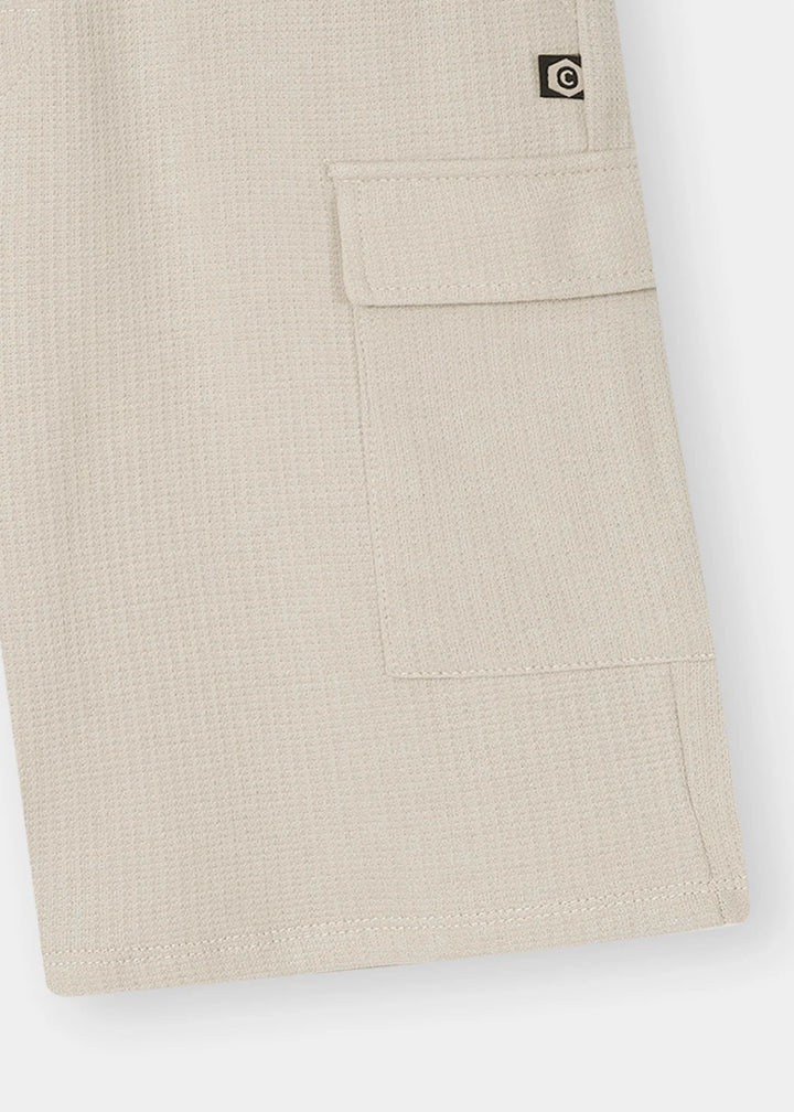 Stone Beige Waffle Cargo Shorts