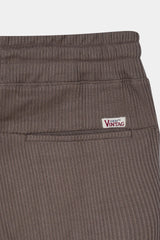 BROWN WAFFLE KNIT CROSS POCKET SHORT