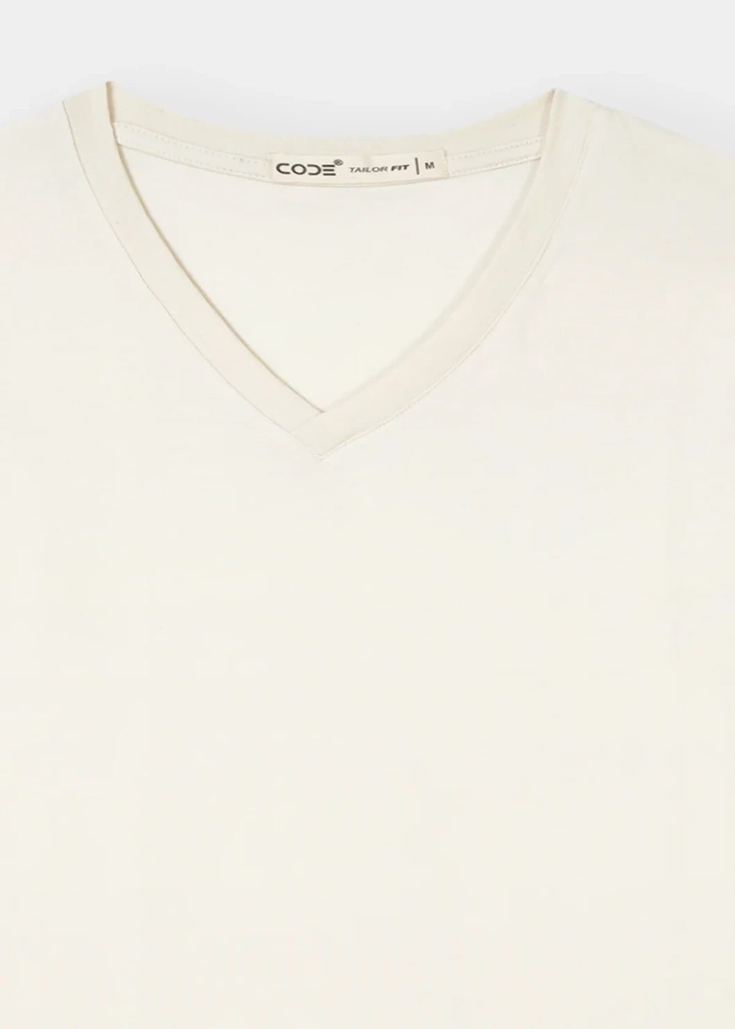 Off White V-Neck Cotton Stretch T-Shirt