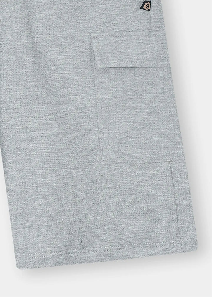 Heather Grey Textured Waffle Knit Shorts