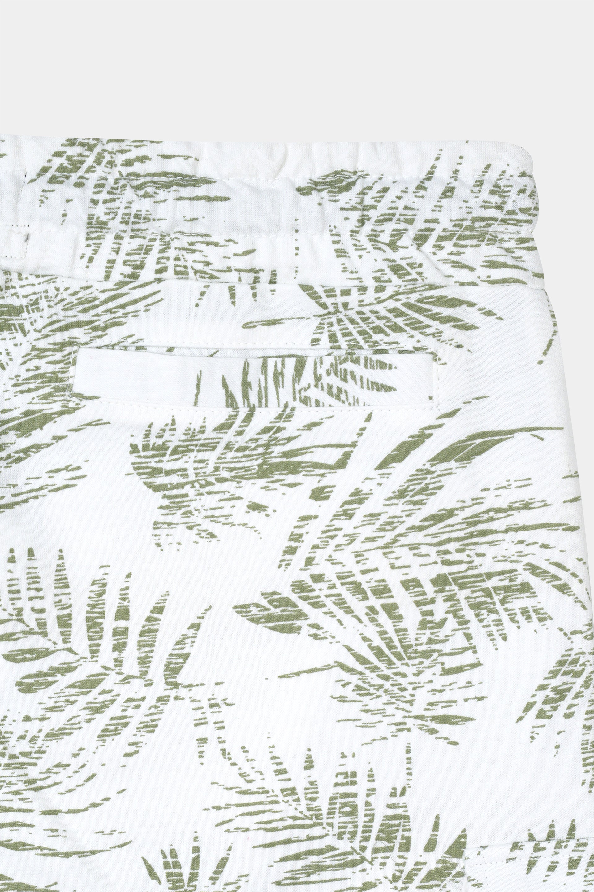 WHITE PRINTED TERRY 5 POCKET CROSS CARGO SHORT