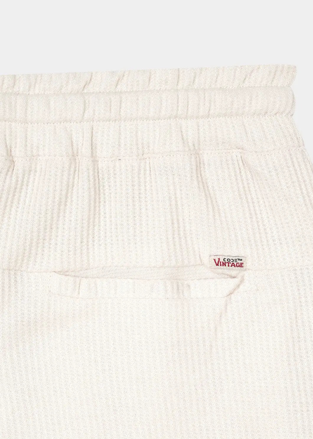 Ivory Waffle Knit Shorts