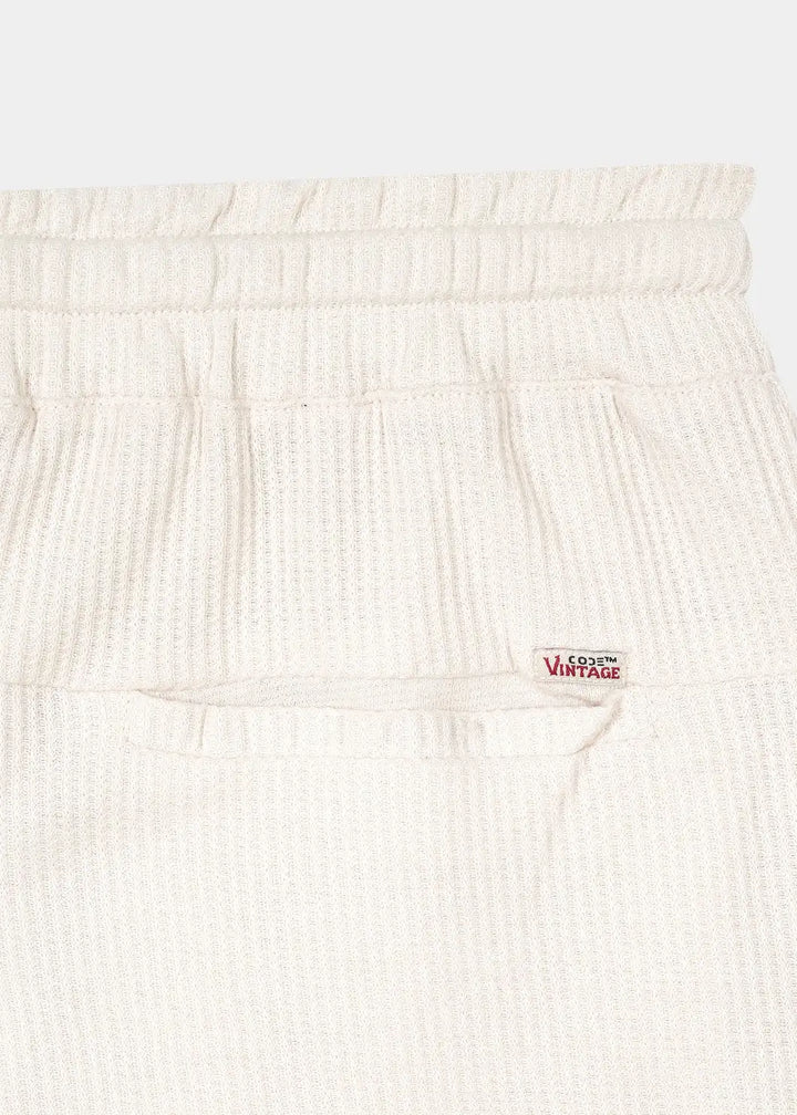 Ivory Waffle Knit Shorts
