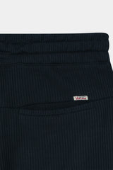 BLACK WAFFLE KNIT CROSS POCKET SHORT