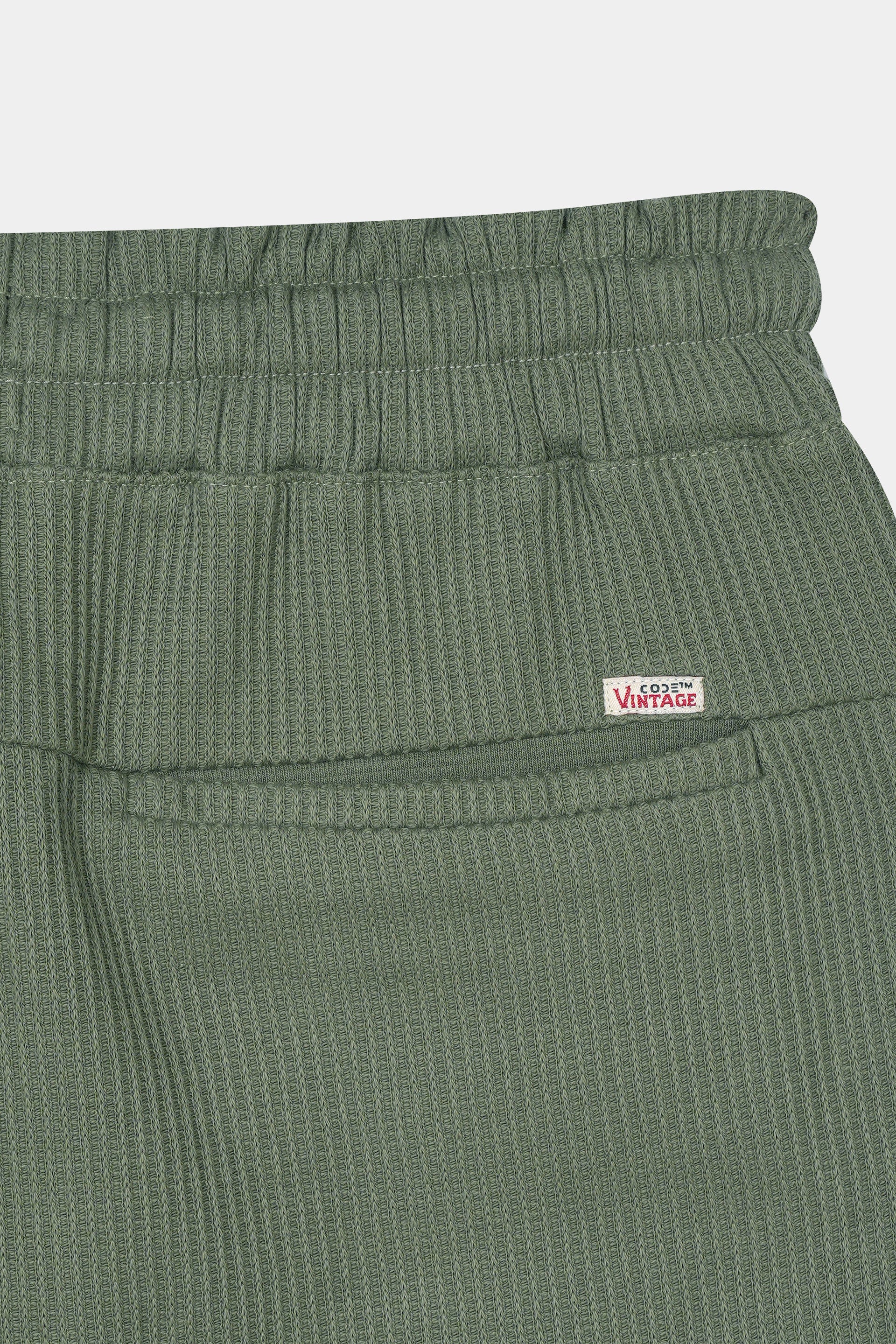 C-GREEN WAFFLE KNIT CROSS POCKET SHORT