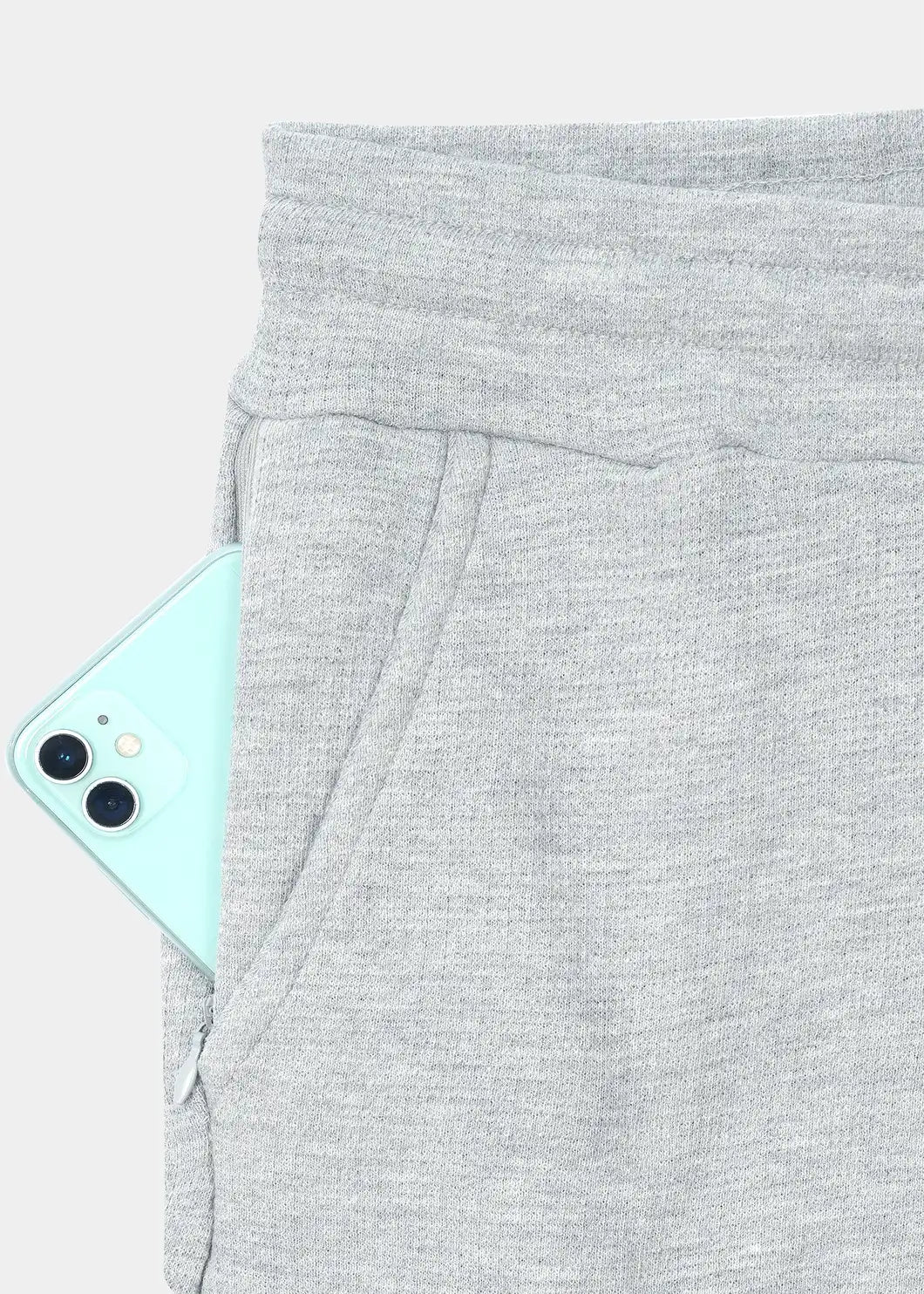 Heather Grey Textured Waffle Knit Shorts