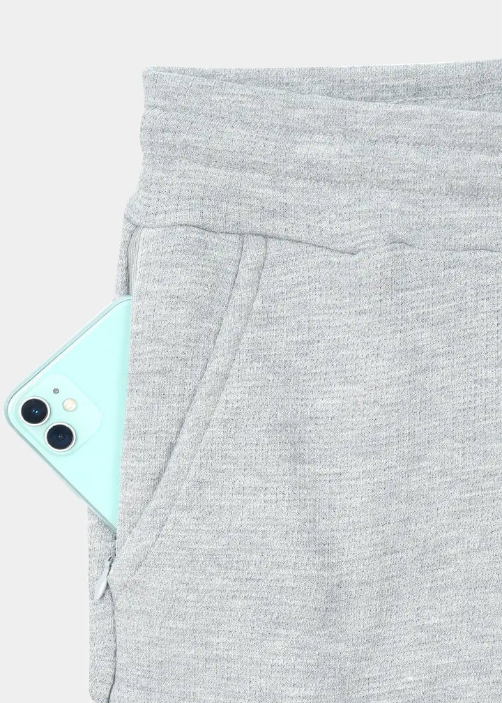 Heather Grey Textured Waffle Knit Shorts