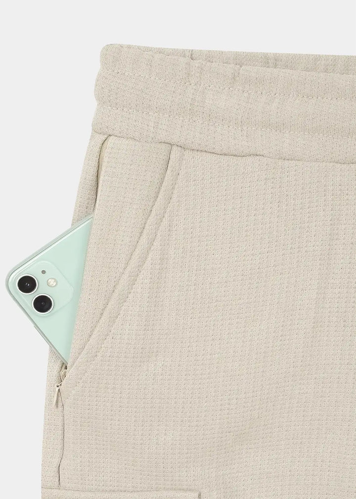 Stone Beige Waffle Cargo Shorts