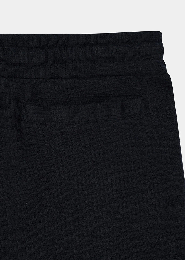 Black Waffle Textured Cargo Shorts