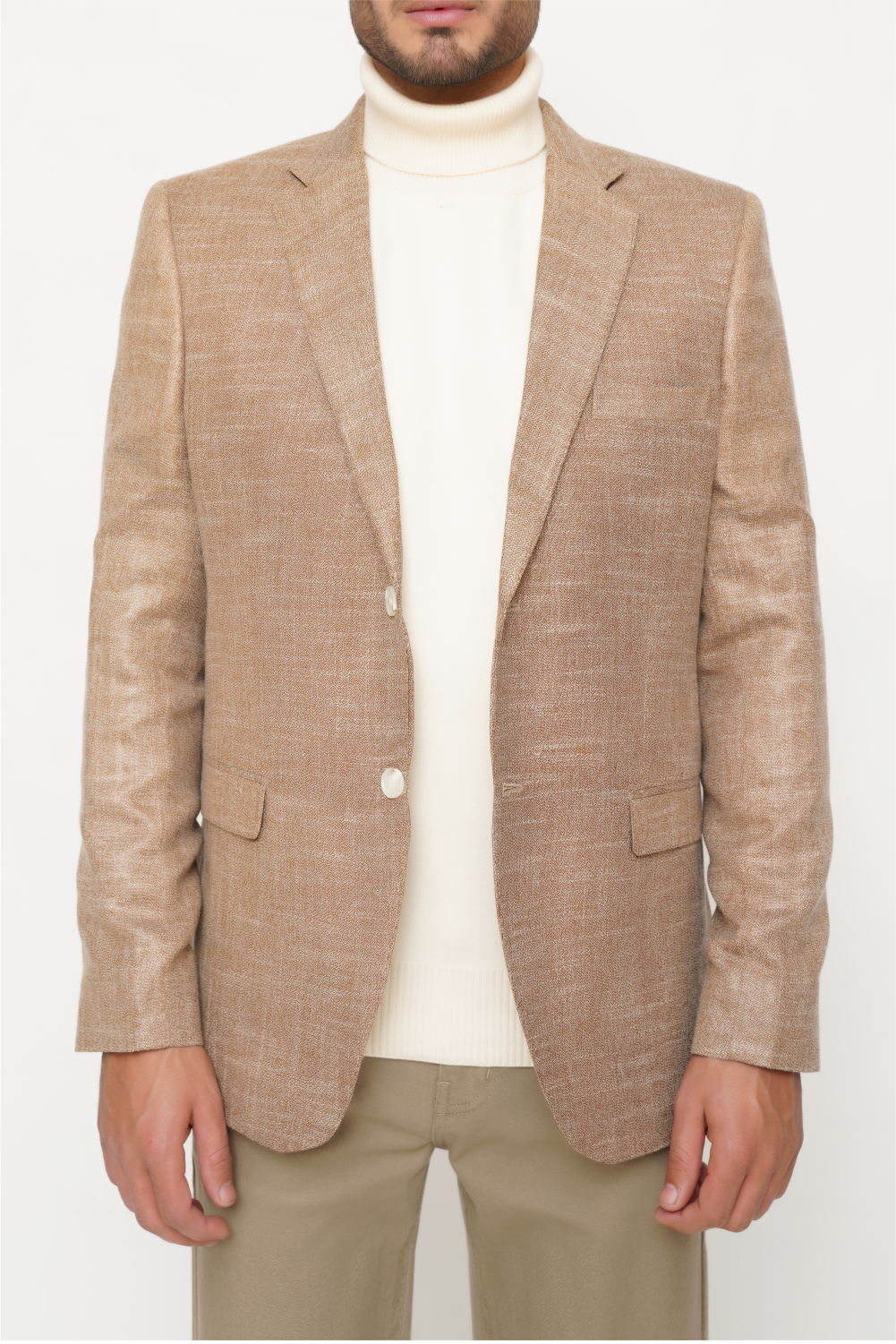 BROWN SLIM-FIT MICRO STRUCTURE BLAZZER