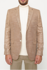 BROWN SLIM-FIT MICRO STRUCTURE BLAZZER