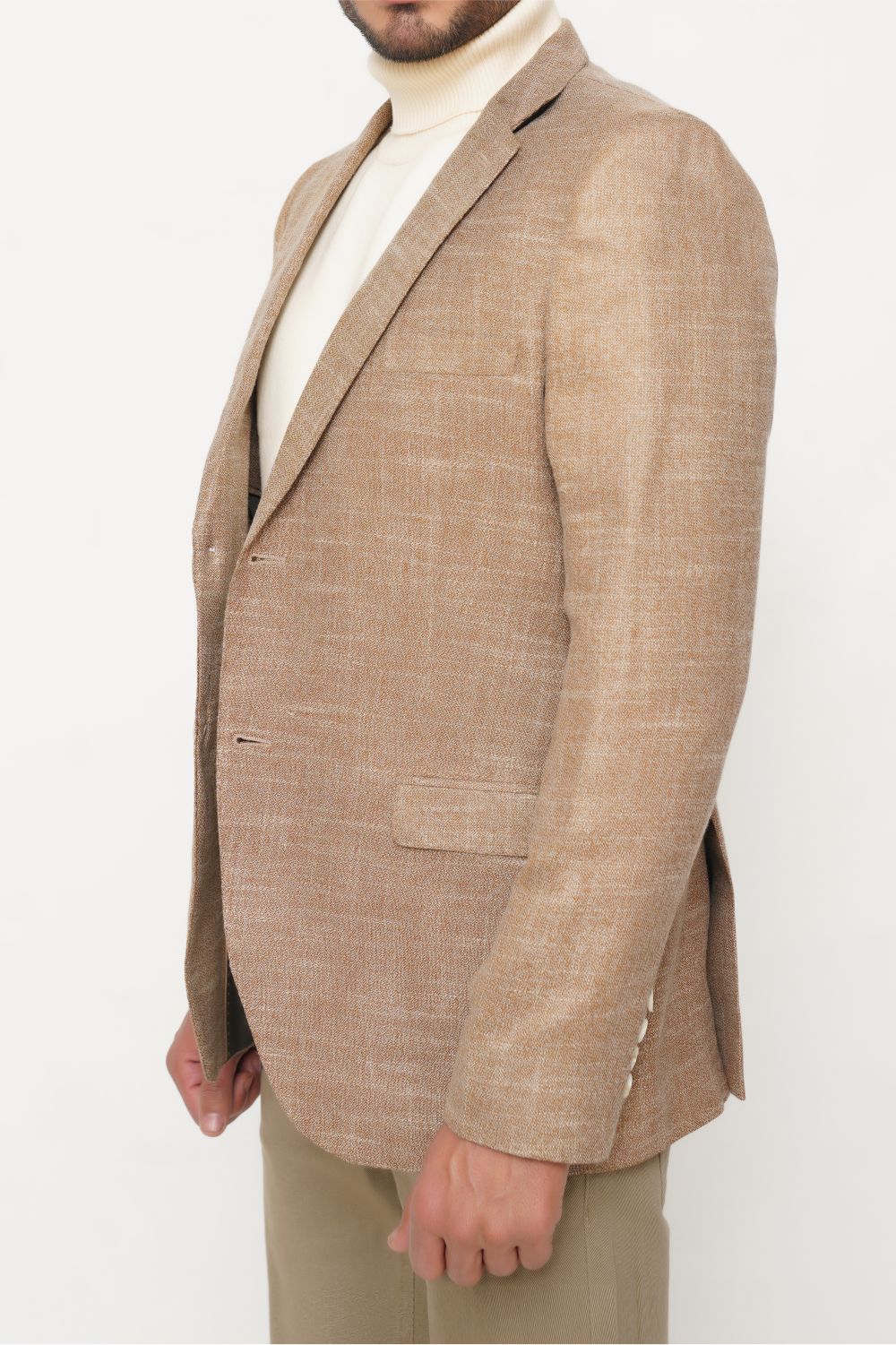 BROWN SLIM-FIT MICRO STRUCTURE BLAZZER